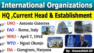 International Organisations amp Headquarters  Chairman  Current Affairs 2024  GK Tricks current [upl. by Durante]