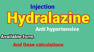 injection hydralazine available form and dose calculations anaesthesiawithbabar2576 [upl. by Notrab434]