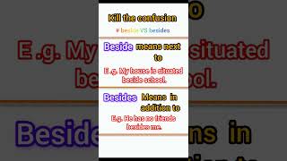 Beside VS Besides  kill the confusion english learning viralvideo confusion [upl. by Ahsirahc843]