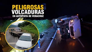 Peligrosas VOLCADURAS en Autopista de Veracruz [upl. by Deeyn]