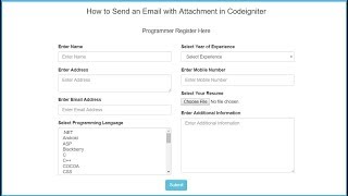 Codeigniter Send Email with Attachment [upl. by Melan]