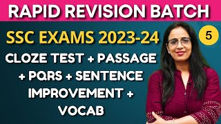 Rapid Revision Batch  5 SSC CGL ESICCloze Test  Passage  PQRS Improvement  VocabRani Maam [upl. by Eelrahc]