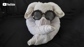 Towel animal  DOG  towel folding art [upl. by Kalmick]