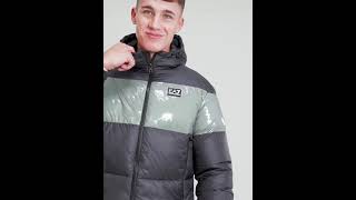 EMPORIO ARMANI Shiny EA7 Gloss Panel Padded Jacket Hooded Black Grey Men  JD Sports [upl. by Akirdnahs]