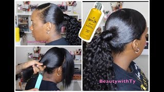 SUPER SLEEK PONYTAIL USING ONLY ONE PRODUCT MUST SEE [upl. by Eimaj670]