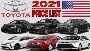 TOYOTA CAR PRICE LIST IN USA 2021 [upl. by Yeclek191]