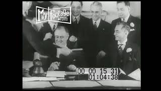 1935 Washington DC President Roosevelt Signs the New Constitution for the Philippines [upl. by Hareehat]