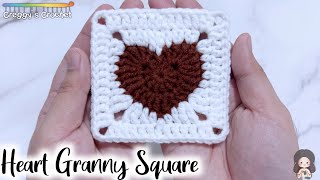 CROCHET “Heart” Granny Square  Tutorial [upl. by Nileuqcaj]