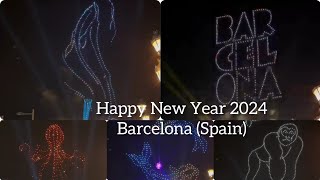 Happy New Year 2024  Amazing Fireworks newyear 2024 fireworks spain barcelona plazaespaña [upl. by Berni]