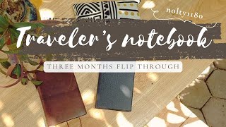 Travelers notebook brown passport amp nolty 1180 combo  Plan with me  Three months flip through [upl. by Sosthenna]