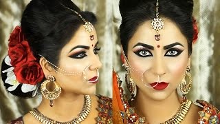 StepbyStep Classic Gold and Red South AsianIndian Bridal Makeup [upl. by Belva678]