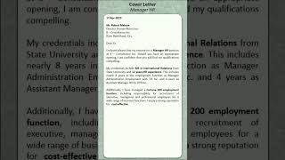 Cover Letter Manager HR lettersapplications coverletter coverlettermanagerHR [upl. by Nadbus]