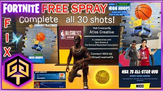 All 30 Basketball Hoop Locations Free High Hoops Spray NBA AllStar Hub Quests Challenge in Fortnite [upl. by Quartas152]