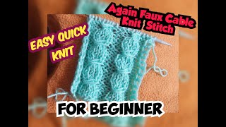 AGAIN FAUX CABLE KNIT STITCH EASY QUICK TUTORIAL FOR BEGINNERS TUNIC TOP HATS VEST  ANA VANILA ARTS [upl. by Picker]