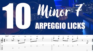 10 Easy Minor 7 Arpeggio Patterns For Guitar  PDF And Backing Track [upl. by Hashimoto]