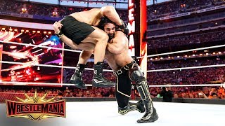 Seth Rollins goes low against Brock Lesnar in brutal war WrestleMania 35 WWE Network Exclusive [upl. by Peoples]