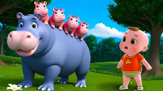 New Hippo Animals in the Farm  Five Little Birds Song  Nursery Rhymes amp Kids Songs  Baby Angel [upl. by Dasteel]