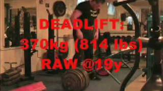 Wildauer Martin  DEADLIFT RAW 370kg 19y [upl. by Tamarah434]