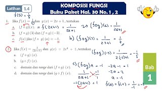 LATIHAN 14 NO 1 2 KOMPOSISI FUNGSI MATEMATIKAS SMA KELAS 11 kurikulummerdeka [upl. by Kutzenco]