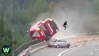 Tragic Ultimate Near Miss Video Of Biggest Trucks Crashes Filmed Seconds Before Disaster [upl. by Fotina]