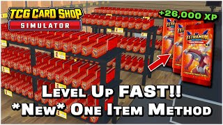 HOW TO HIT LEVEL 100  26000 XP PER DAY  UPDATED One Item Method  TCG Card Shop Simulator [upl. by Dihsar489]