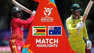 Zimbabwe v Australia  Match Highlights  U19 CWC 2024 [upl. by Eveivenej60]