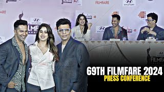 UNCUT  69th Filmfare Awards 2024  Press Conference  Varun Dhawan Janhvi Kapoor Karan Johar [upl. by Amapuna]