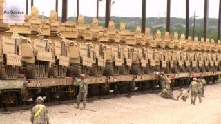 M1 Abrams Tanks amp Bradleys  quotIron Horse Brigadequot Railhead Operations [upl. by Yusuk278]