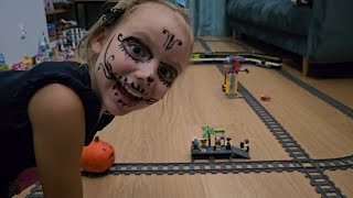 LEGO train 60337 halloween surprise with a pumpkin trick train legotrain legosets legohalloween [upl. by Kunin284]