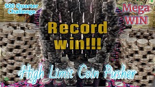 Best win of the year half billion dollar buy in 500 quarter challenge high limit coin pusher [upl. by Dugan207]