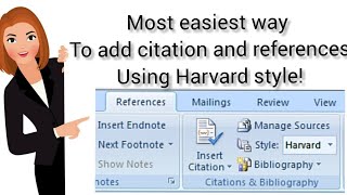 How to add citation and references using Harvard referencing style in Microsoft Word selfeducate [upl. by Grissel913]