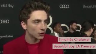 Timothée Chalamet Speaking French at the Beautiful Boy LA Premiere [upl. by Niatsirk398]