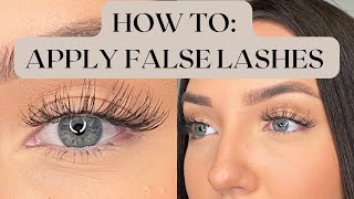 HOW TO APPLY FALSE LASHES FOR BEGINNERS [upl. by Nomi]