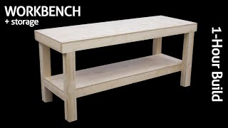 Building a Workbench With Storage in Less Than One Hour  Only One Plywood Sheet and Some 2x4s [upl. by Swamy]