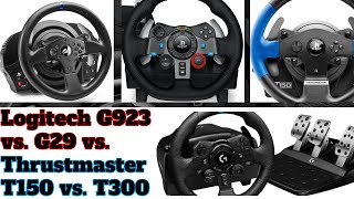 Logitech G923 vs G29 vs Thrustmaster T150 vs T300 im Vergleichstest [upl. by Mandel]