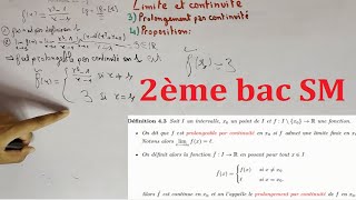 2ème bac SM  Limites et continuité  prolongement par continuité partie 2 [upl. by Latreese]