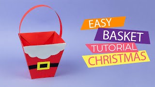 Origami Paper Christmas Basket Craft Easy StepbyStep Guide for Beginners [upl. by Sema194]