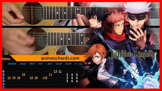 Jujutsu Kaisen OP  KAIKAIKITAN  Acoustic Guitar Lesson Tutorial  TAB  CHORDS [upl. by Aihsekel]