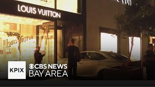 Burglars smash car into Louis Vuitton store in San Franciscos Union Square [upl. by Arbba]