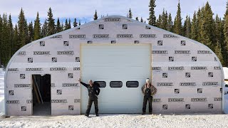 The Walls GO UP on the Quonset Hut  Overhead Shop Door Install [upl. by Helbonia]