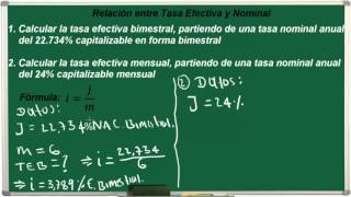 Relación entre Tasa Efectiva y Nominal  Ejercicio 3 [upl. by Leahcimdivad45]