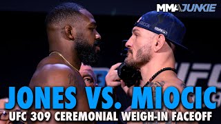 Jon Jones Shakes Stipe Miocics Hand at Final Faceoff  UFC 309  Ceremonial WeighIns [upl. by Llebiram878]