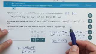 ALEKS  Using the Nernst Equation to Calculate Nonstandard Cell Voltage [upl. by Yra]