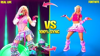 FORTNITE DANCES IN REAL LIFE Karol G Cairo Oki Doki Tiktok and Icon Series Dances [upl. by Haik91]