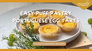 Easy Puff Pastry Portuguese Egg Tarts Just Mix and Bake shorts [upl. by Enohpesrep]