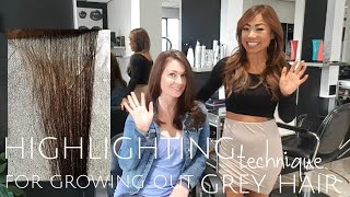 highlighting technique for GROWING OUT GREY hair [upl. by Ford]