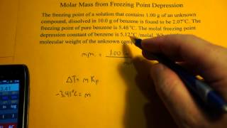 Calculating Molar Mass from Freezing Point Depression [upl. by Fish]