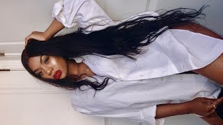 Get Ready With Me Bold Red Lips 30quot HAIR LAY ft Longqi hair [upl. by Annaed]