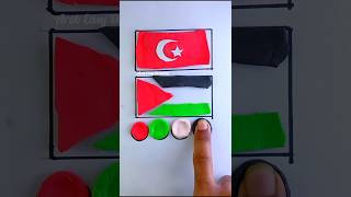 رسمت أعلام الدول العربية كلها💪😁 رسم علم السعودية 🇸🇦 رسم palestine السعودية art makeup turkey [upl. by Latrena]