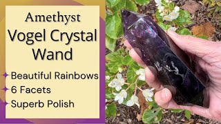 SOLD OUT  Thank you Amethyst Crystal Wand with Rainbows  6 Facets 320g [upl. by Castro]